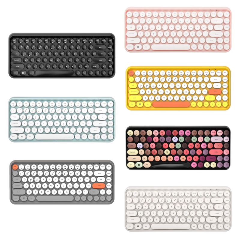 win♥ 308i Wireless Bluetooth Keyboard Round Key Cap Gaming Keypad with