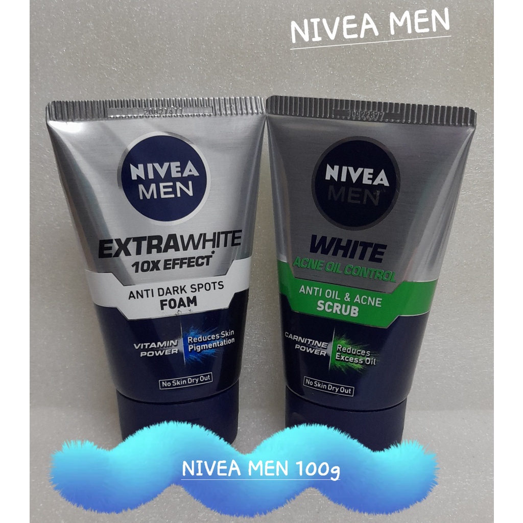 NIVEA MEN Facial Wash Extra White 10x Effect Foam, 100g | Shopee ...