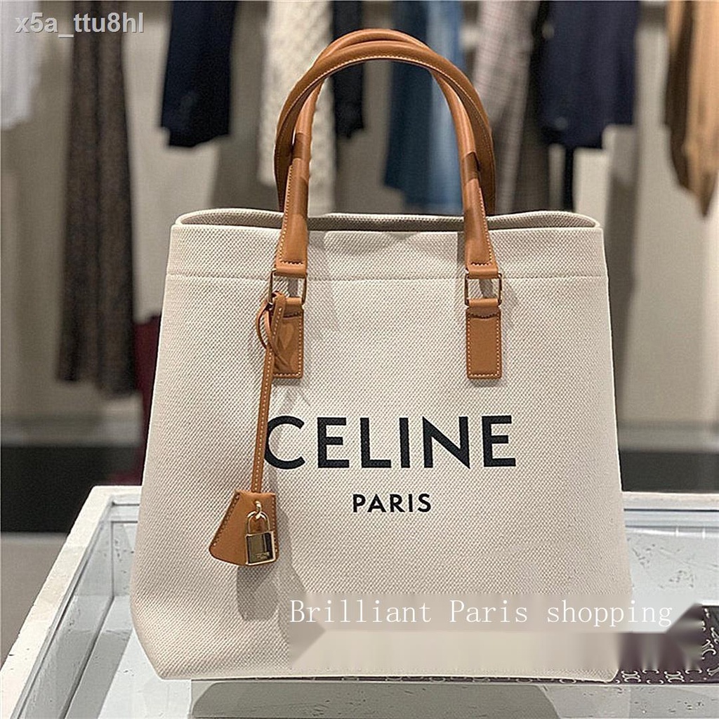 Celine Celine women s bag cabas white canvas tote shopping bag tote ...