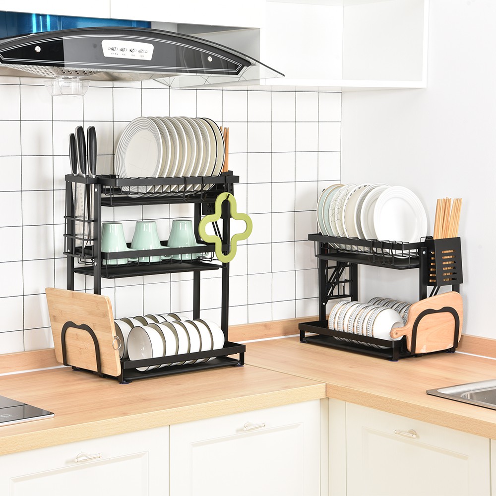 LOCAUPIN Foldable Dish Rack Removable Drying Drainboard Kitchen Sink Countertop Plates Cup Holder