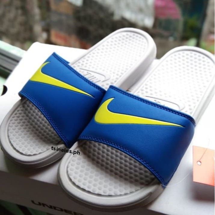 nike slippers for men blue