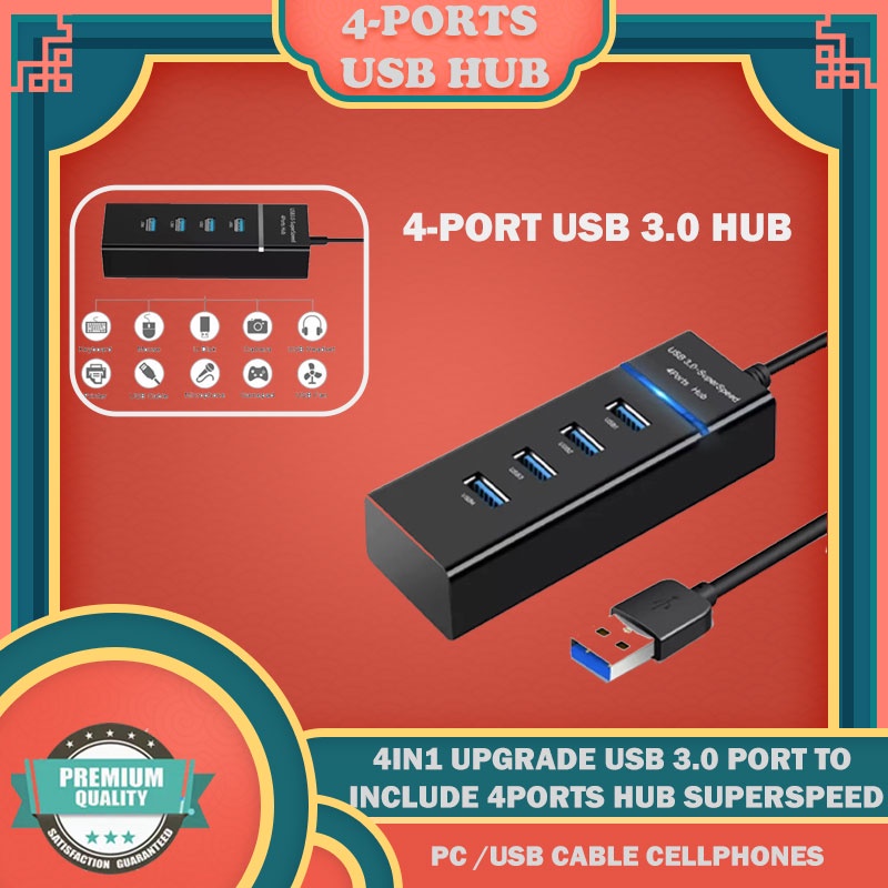 USB Hub Atolla 4-Port 3.0 Hub With 4 USB Adapter Powered Splitter ...