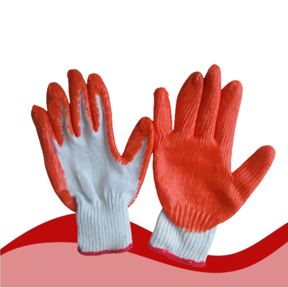 IRON KNIGHT Orange Construction Rubber Gloves Cotton String Knit