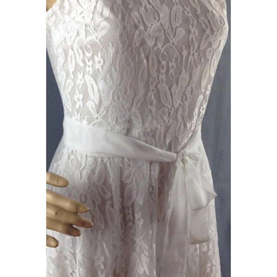 white lace mesh overlay maxi dress