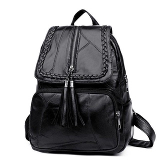 Sale leather soft PU black backpack free teddy bear causal for women lady