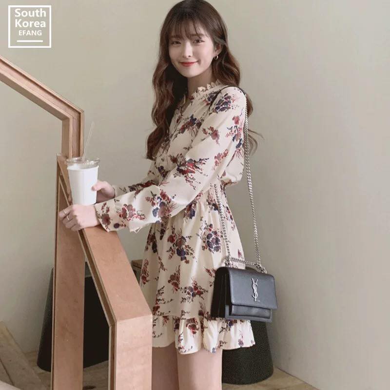 korean long sleeve dress outfit