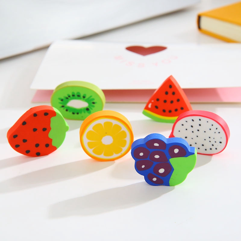 4 Pcs Fruit Series Eraser Student Gift Strawberry Watermelon Eraser