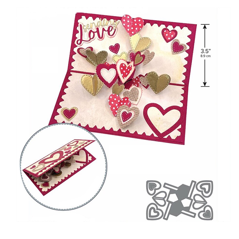 Heart Collage Pop Up Cutting Dies Carbon Steel Stencil For Diy Scrapbooking Embossing To 9680