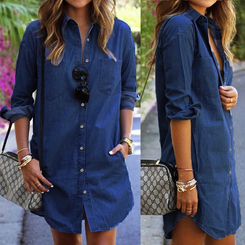 blue jean shirt dress plus size