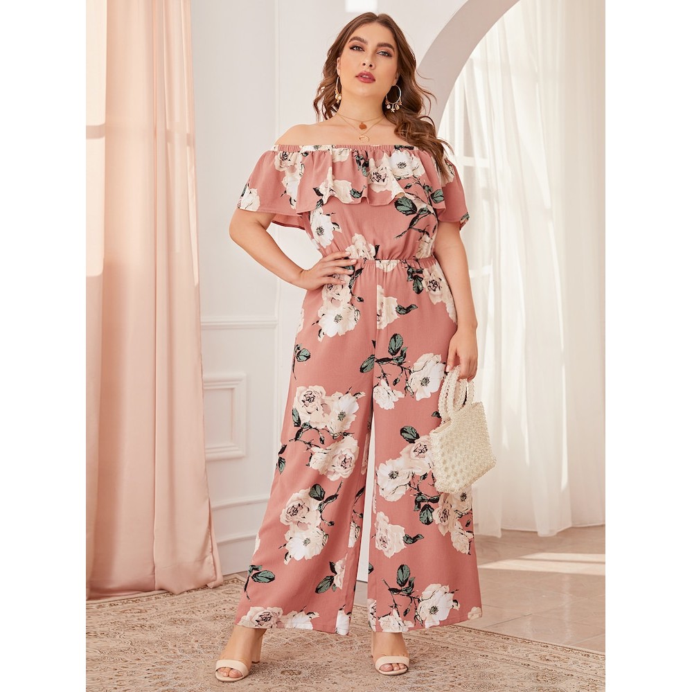 off shoulder jumpsuit floral