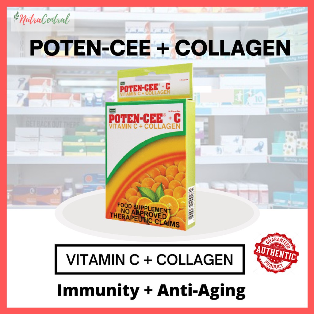 (COD) poten cee POTENCEE + C Ascorbic Acid with Collagen 10s Vitamin