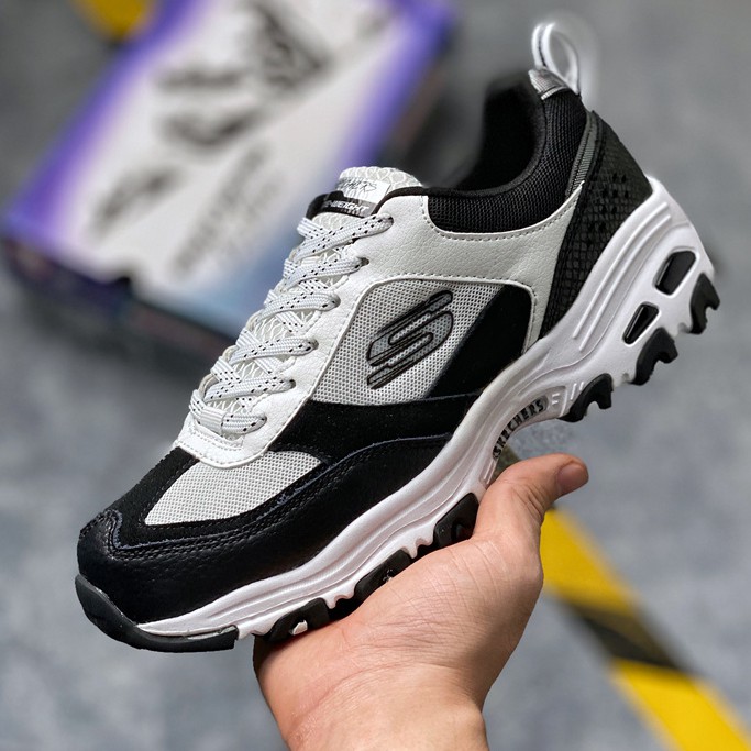 black and grey skechers