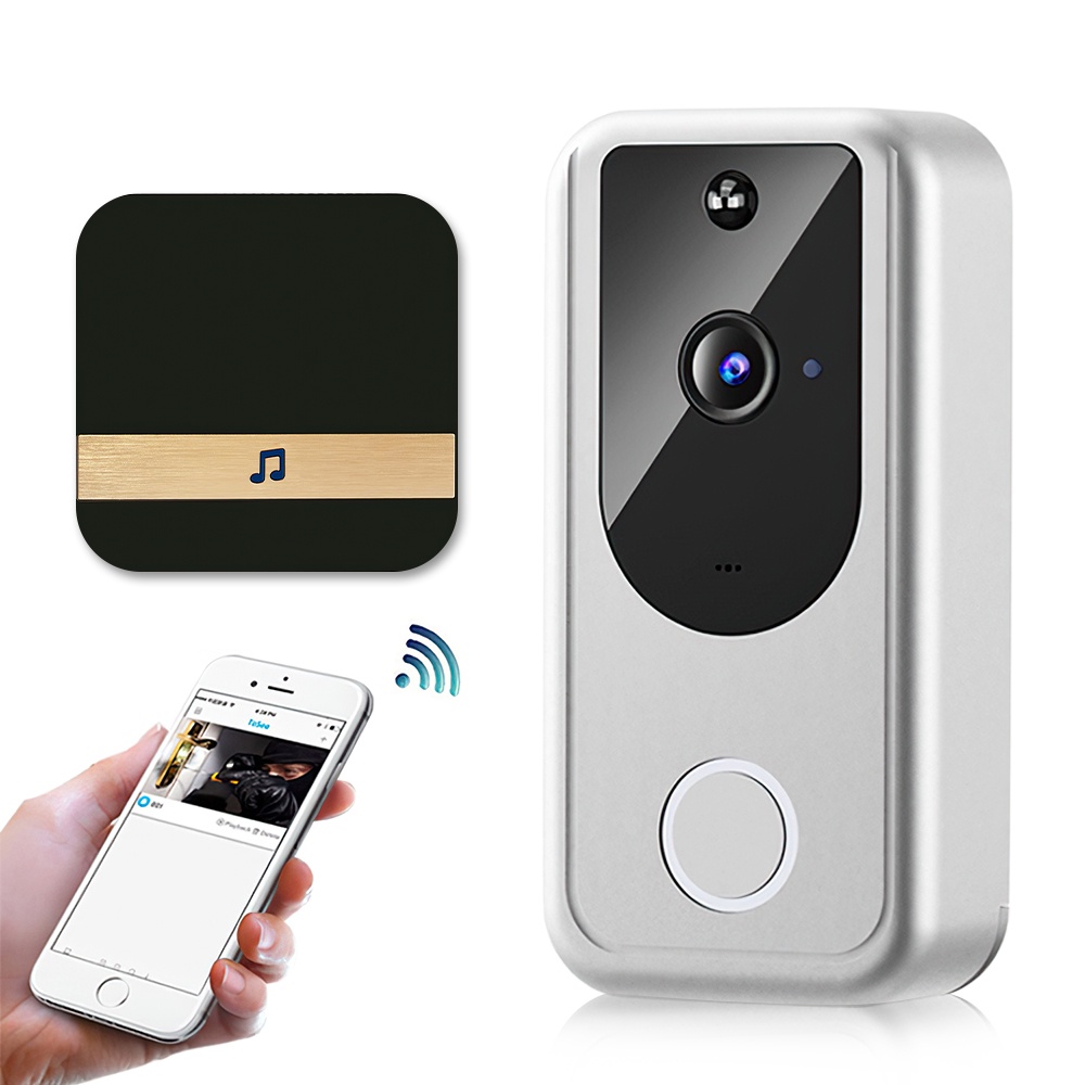 Wireless Doorbell 2.4G WiFi HD Video Doorbell Voice Intercom Monitor ...