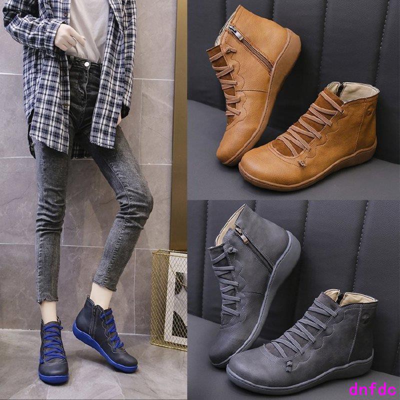 casual flat boots womens