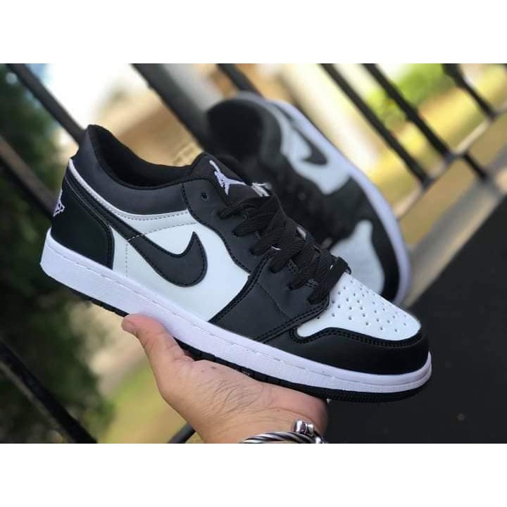 black and white low rise jordans