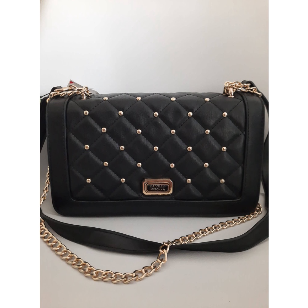 New Badgley Mischka Medium Quilted Vegan Faux Leather Crossbody Bag