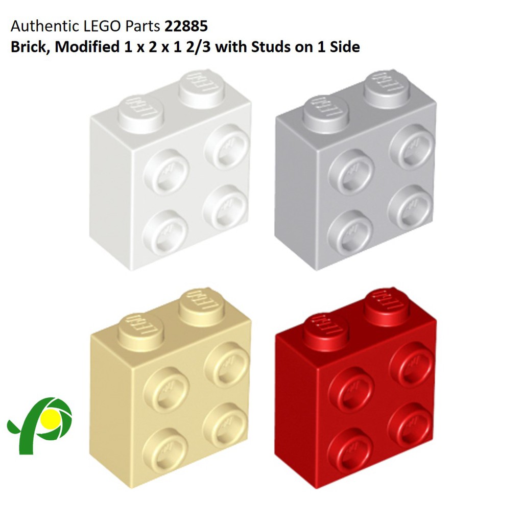 LEGO Parts NEW Pack of 5 Brick 1x2x1 2//3 with Studs 22885 RED