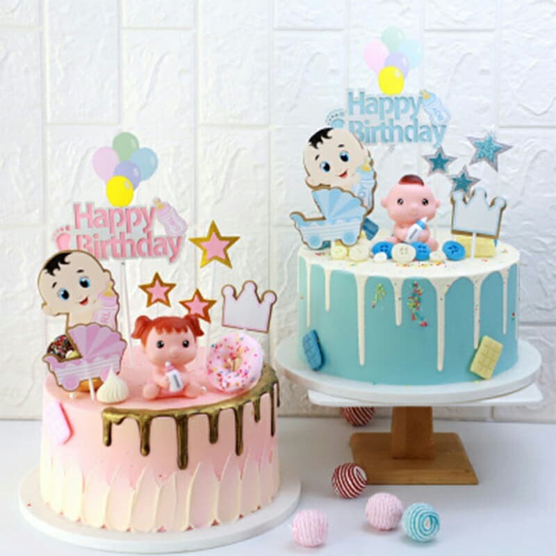 Baby Doll With Bottle Christening 1st Birthday Cake Topper Set Shopee Philippines