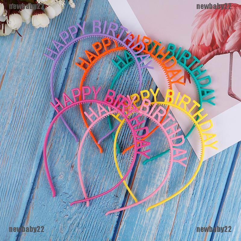 2pcs Kids Girls Plastic Headband Happy Birthday Hair Hoop