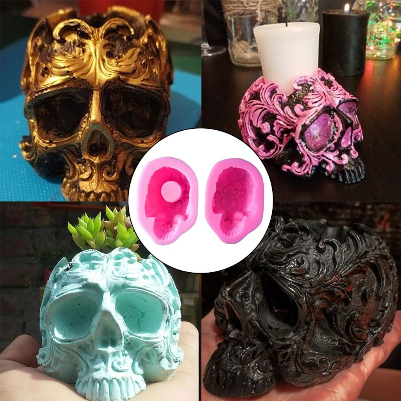 Glitter Skull Head Ashtray Epoxy Resin Mold Flowerpot Plant Pot Silicone  Mould DIY Crafts Plaster Home Decoration Ornaments Casting Tool | Shopee  Philippines