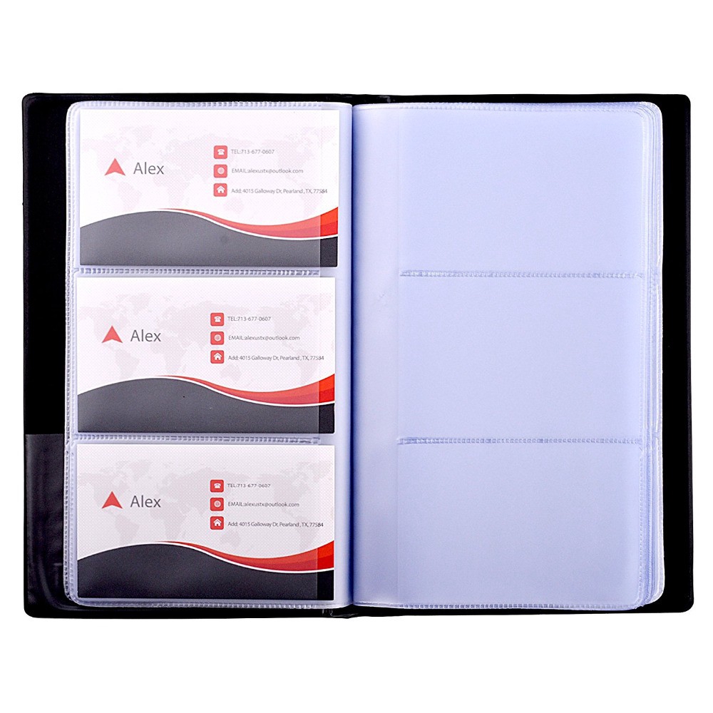 Business PU Leather Cards Organizer Book 240 Cell-Black 