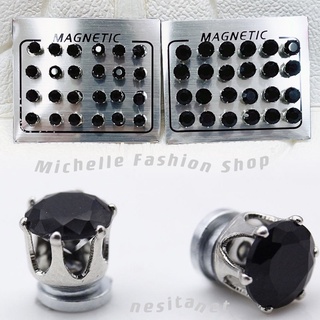 [12pair]Magnetic Zircon Diamond Earring No Piercing Clip on Ear Stud Unisex Magnet Ear Stud Earring #1