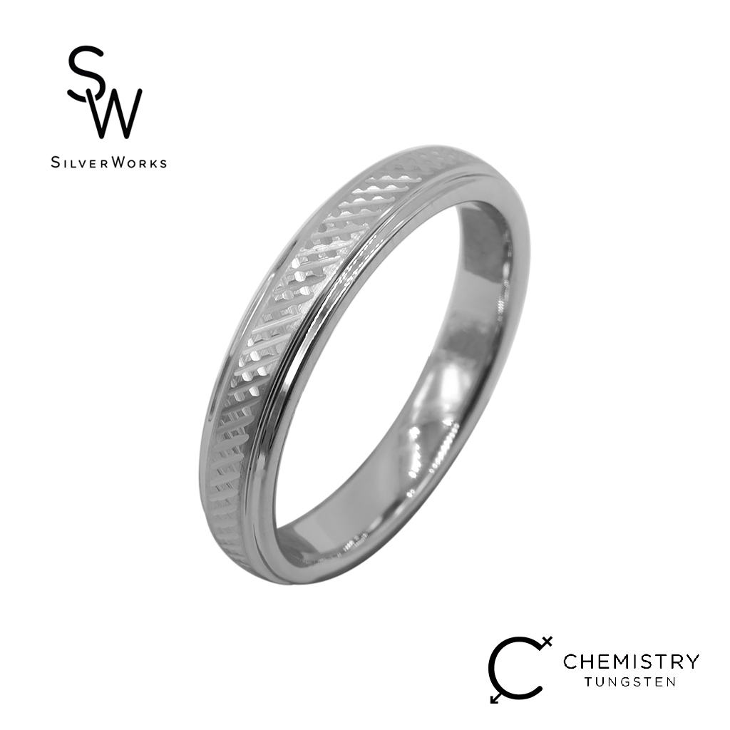 Silverworks Tungsten Ring with Criss Cross Design Chemistry Tungsten