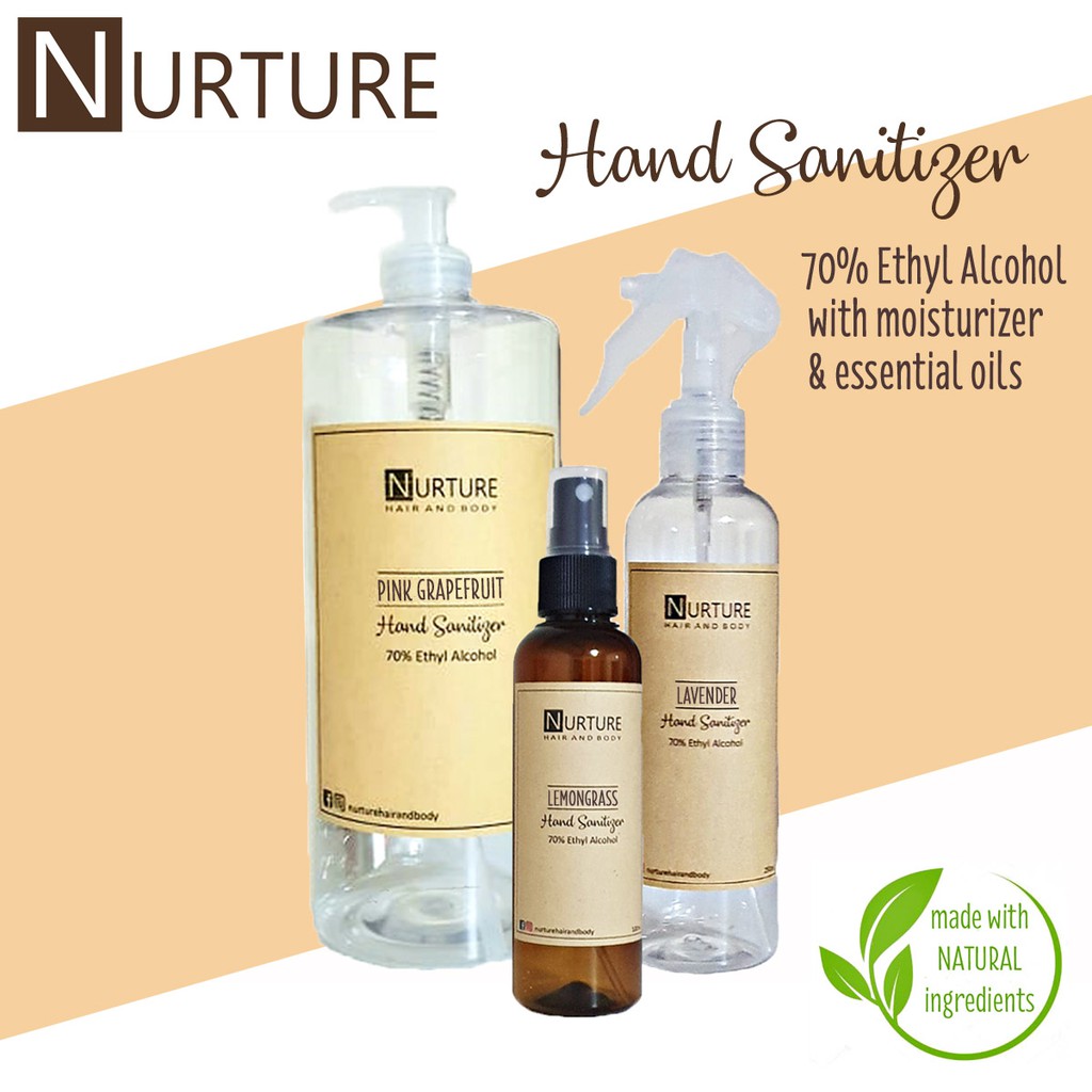 NURTURE Hand Sanitizer Ethyl Alcohol with Essential Oils Shopee