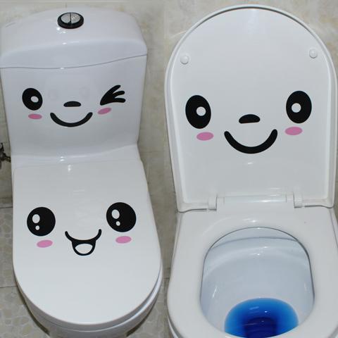 toilet seat sticker toilet decor Facial expression smiley face toilet ...