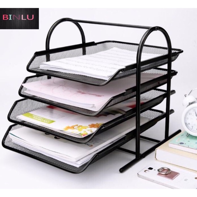 4 Layer Desk File Organizer Document Paper Tray Magazine Case