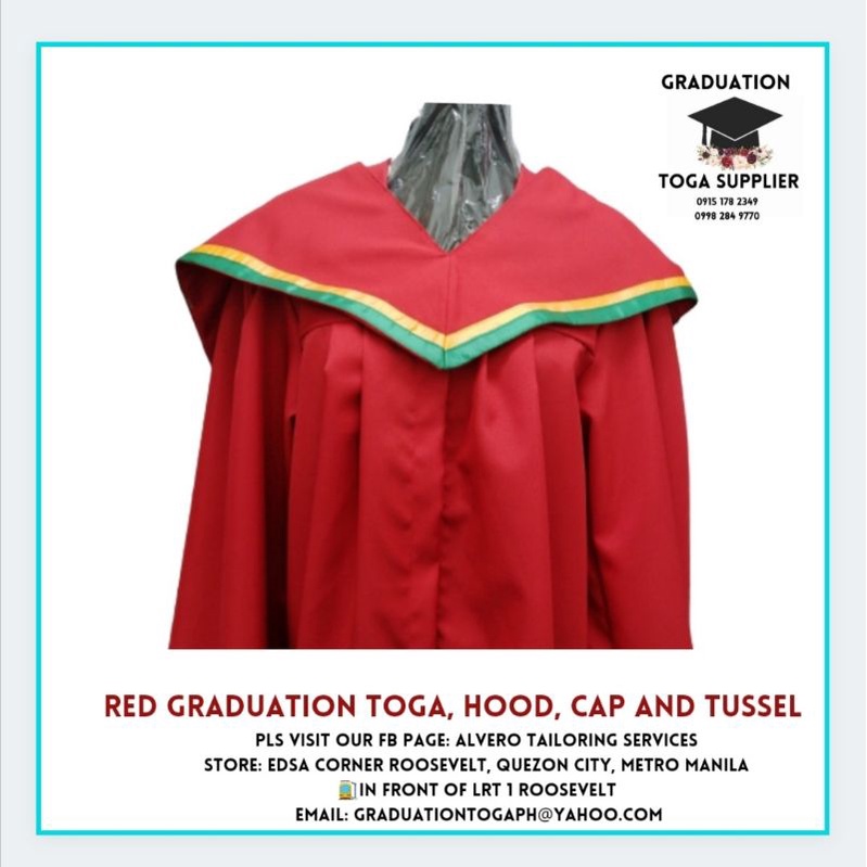 High Quality RED Graduation Toga with Hood, Cap and Tussel | Shopee ...