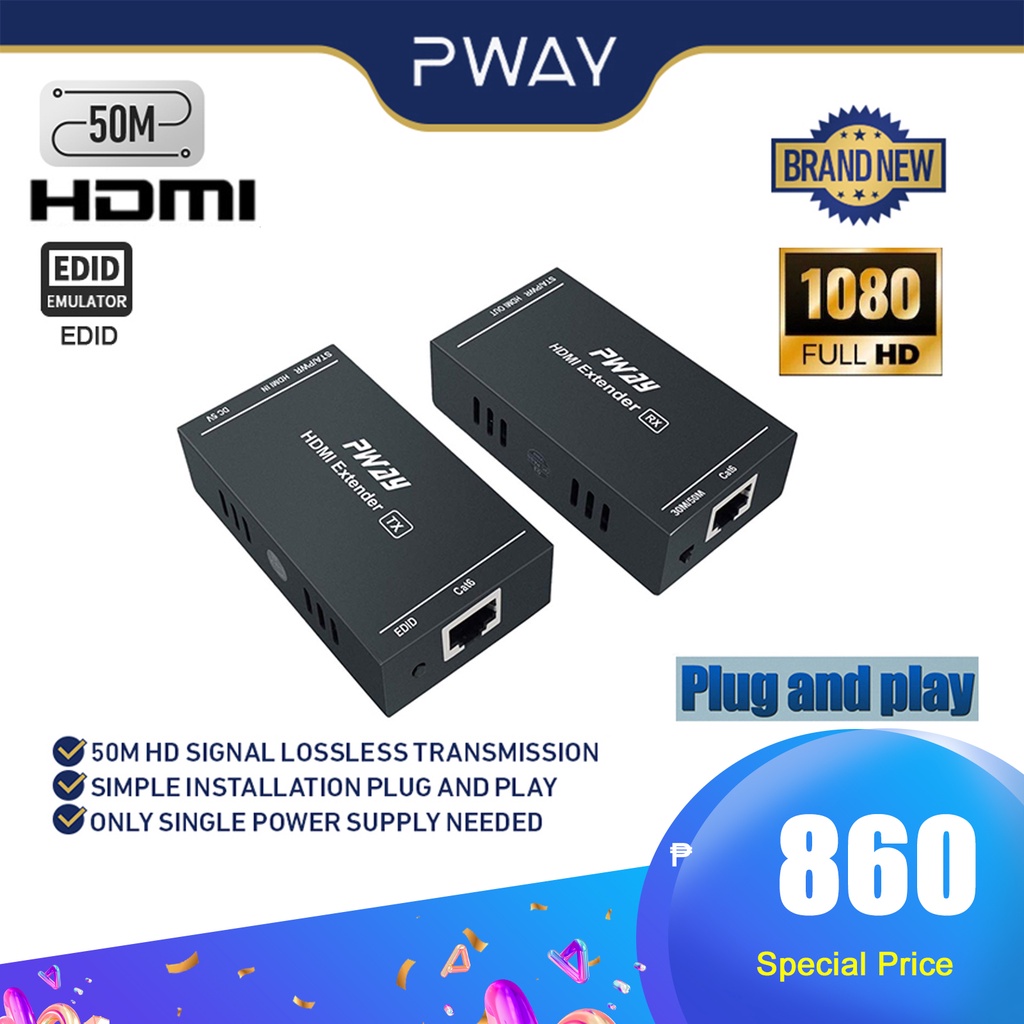 PWAY HDMI Extender RJ45 Cat5e/6 Cable Extend 1080P60Hz Audio Video