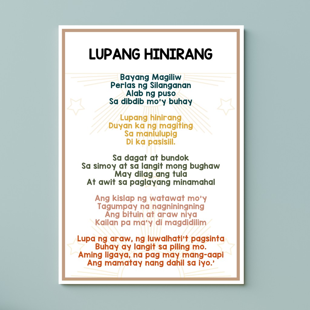 Lupang Hinirang Panatang Makabayan Panunumpa Sa Watatawat Filipino Educational Charts Shopee Philippines