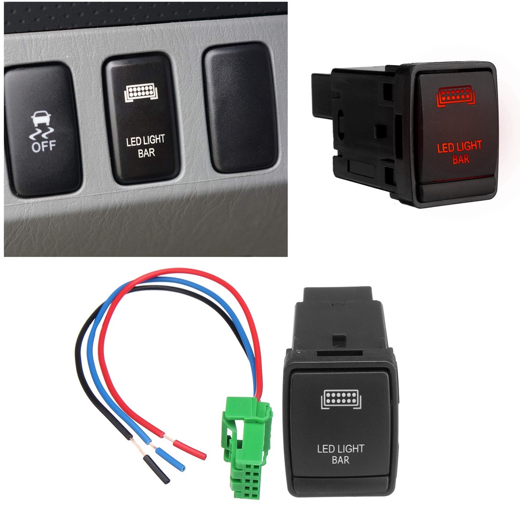 12V 3A Parking Sensor LED Fog Driving Light Bar Push Button Switch For