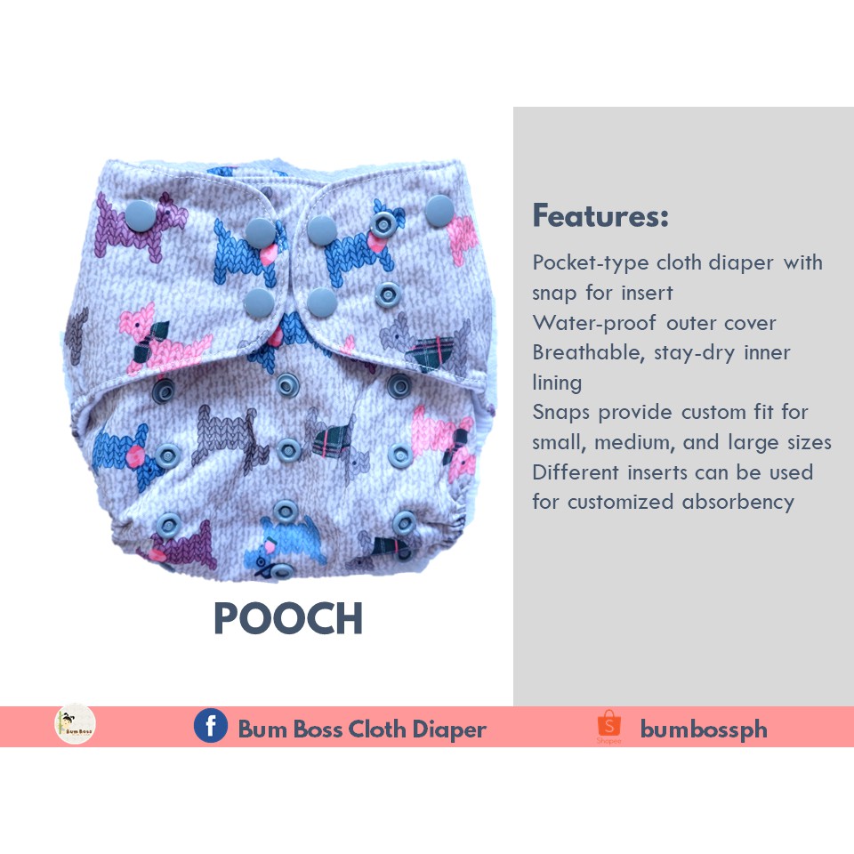 Pocket Cloth Diaper- POOCH with 