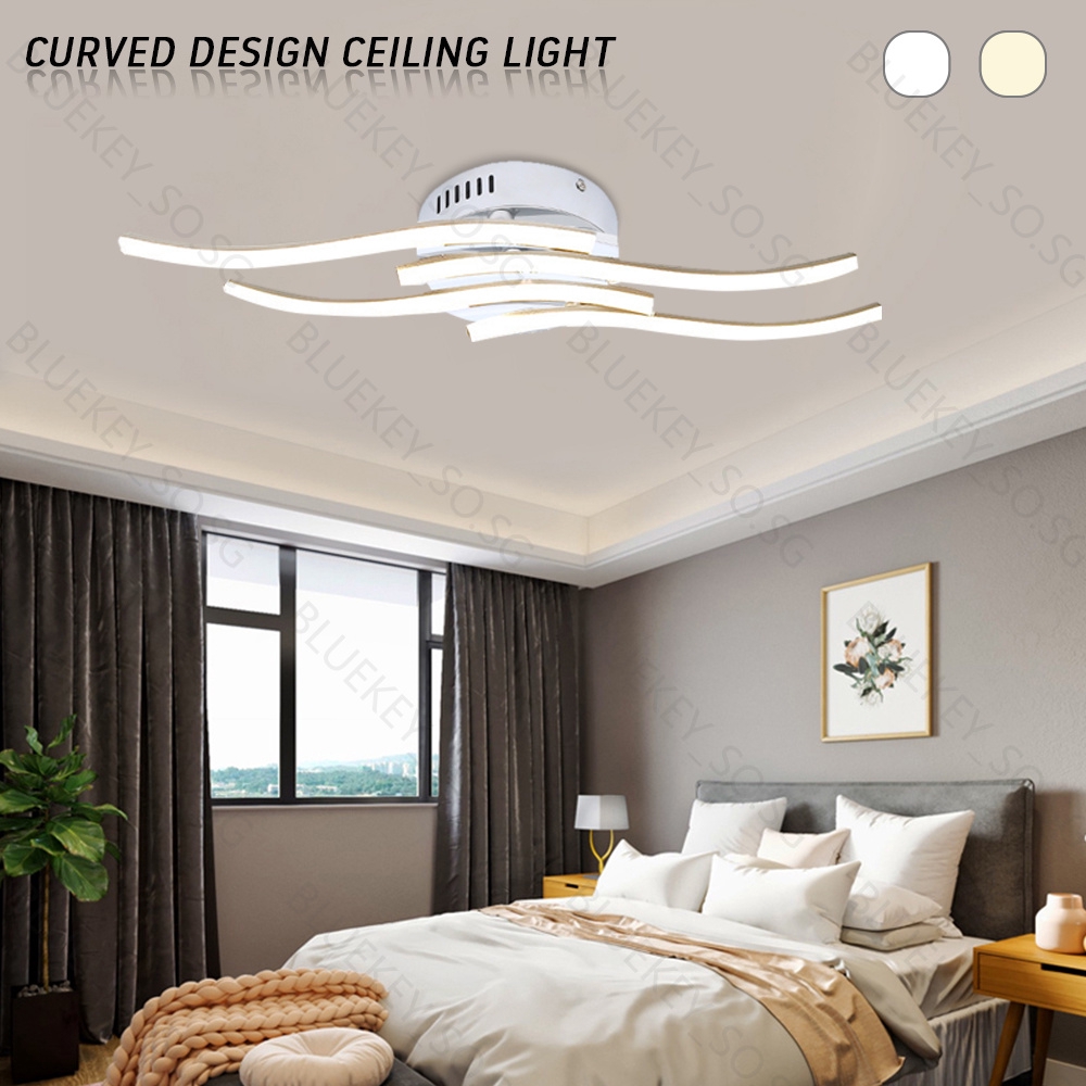 Elegant Curved Design Led Ceiling Lights Wave Ceiling Lights Living Room Lights Modern Minimalist Bedroom Lamps Shopee Philippines