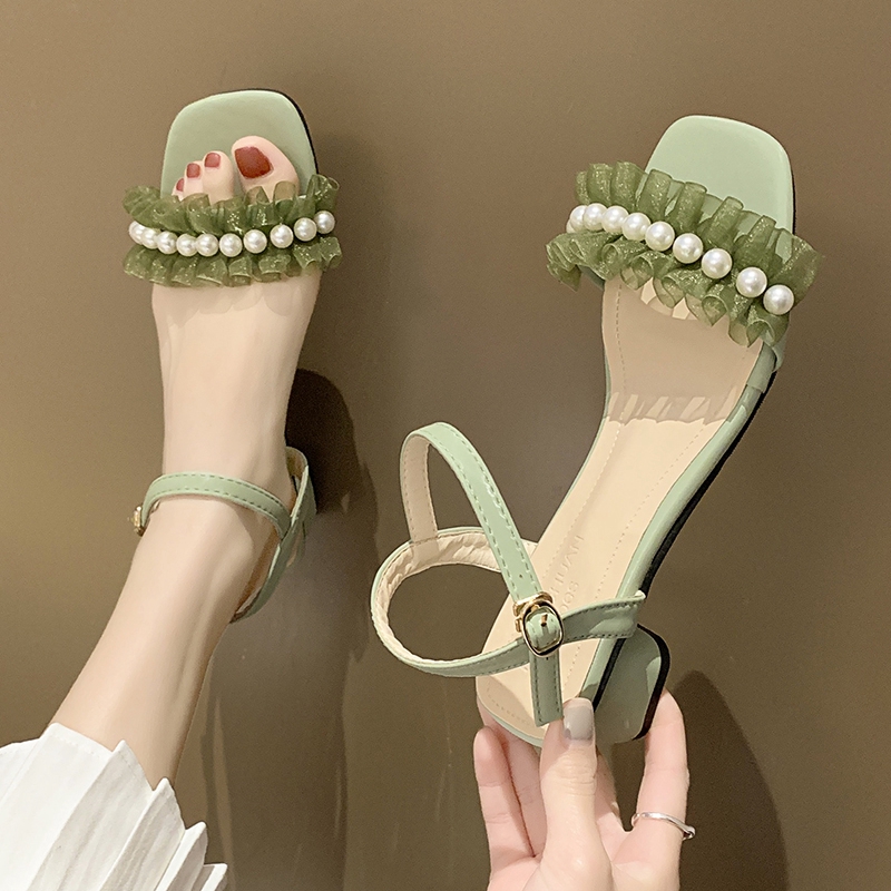 strappy pearl sandals
