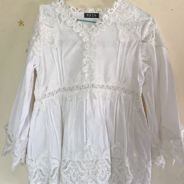 white lace top dress