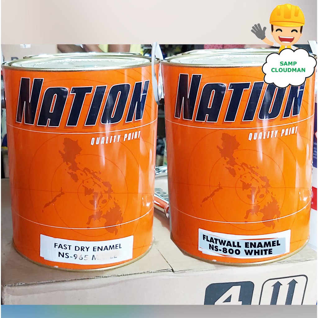 Nation Fast Dry or Flatwall Enamel 4 Liters QDE Quick Drying Dri Flat Wall White Maple Gallon