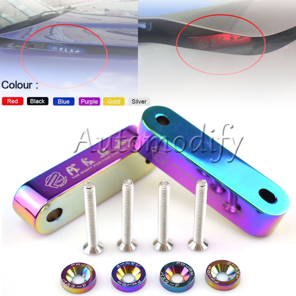 JDM Car Billet Aluminum Racing Hood Vent Spacer Risers 4pcs Fender ...