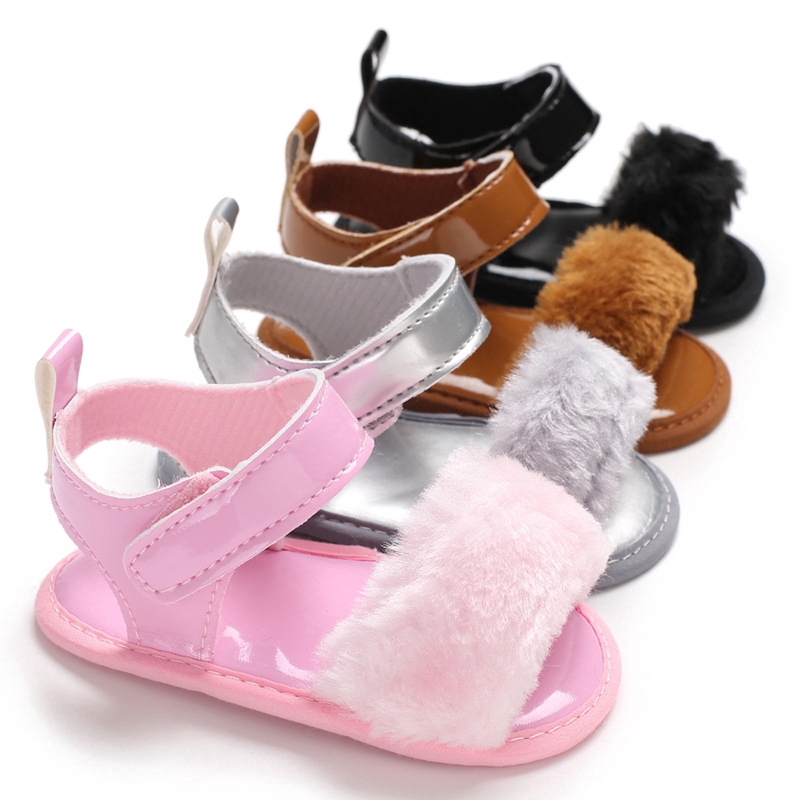 infant fur sandals