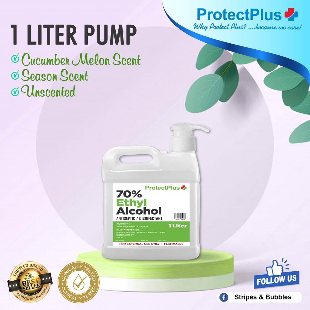 ProtectPlus Ethyl Alcohol 1L Pump Antiseptic Disinfectants Shopee