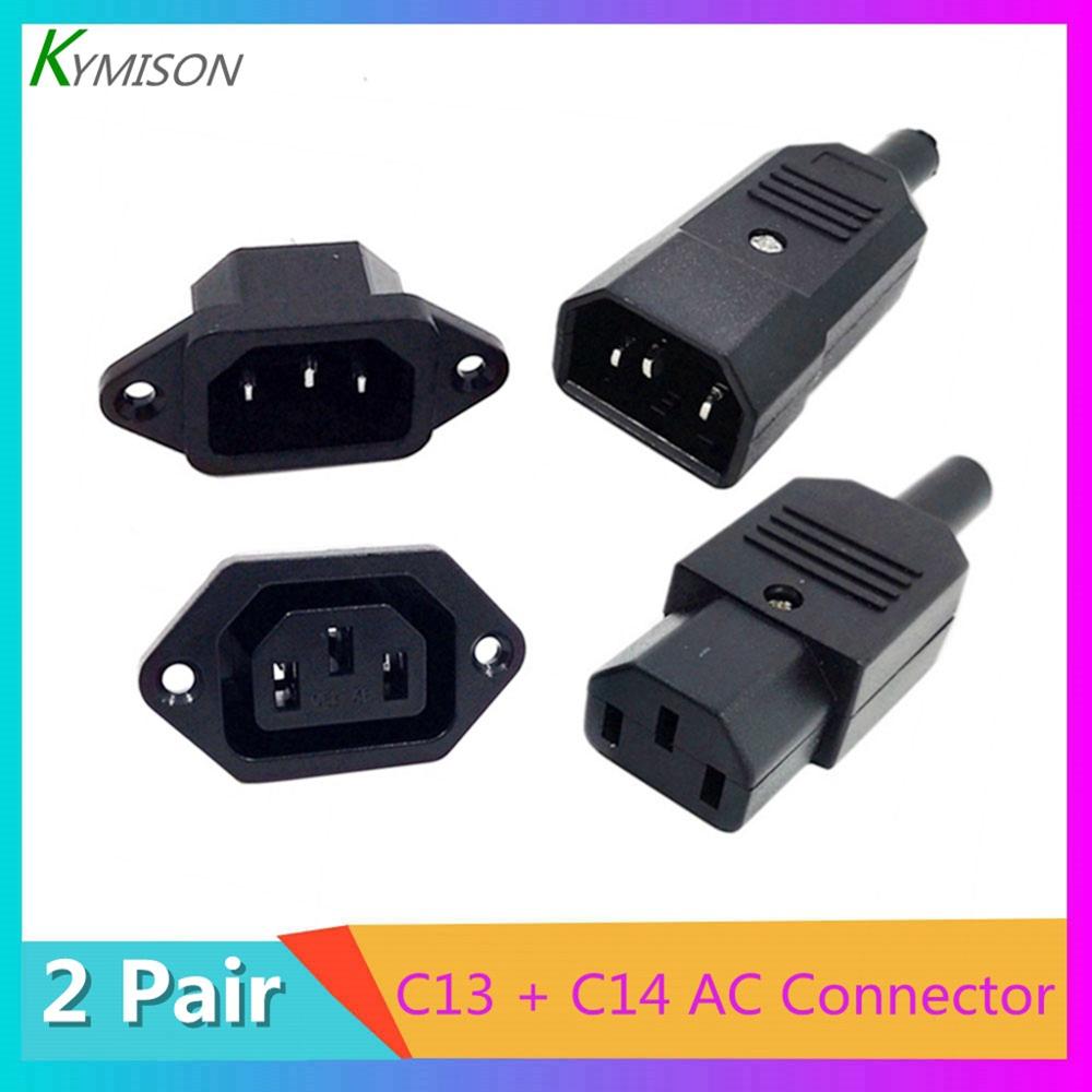 2 Pair/ 4pcs IEC320 C14 C13 Electrical AC Socket 3 Female Male Inlet ...