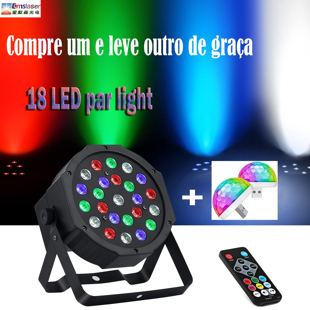 LaluceNatz 18 LED Portable Stage Light Pair DJ Lights Remote Control