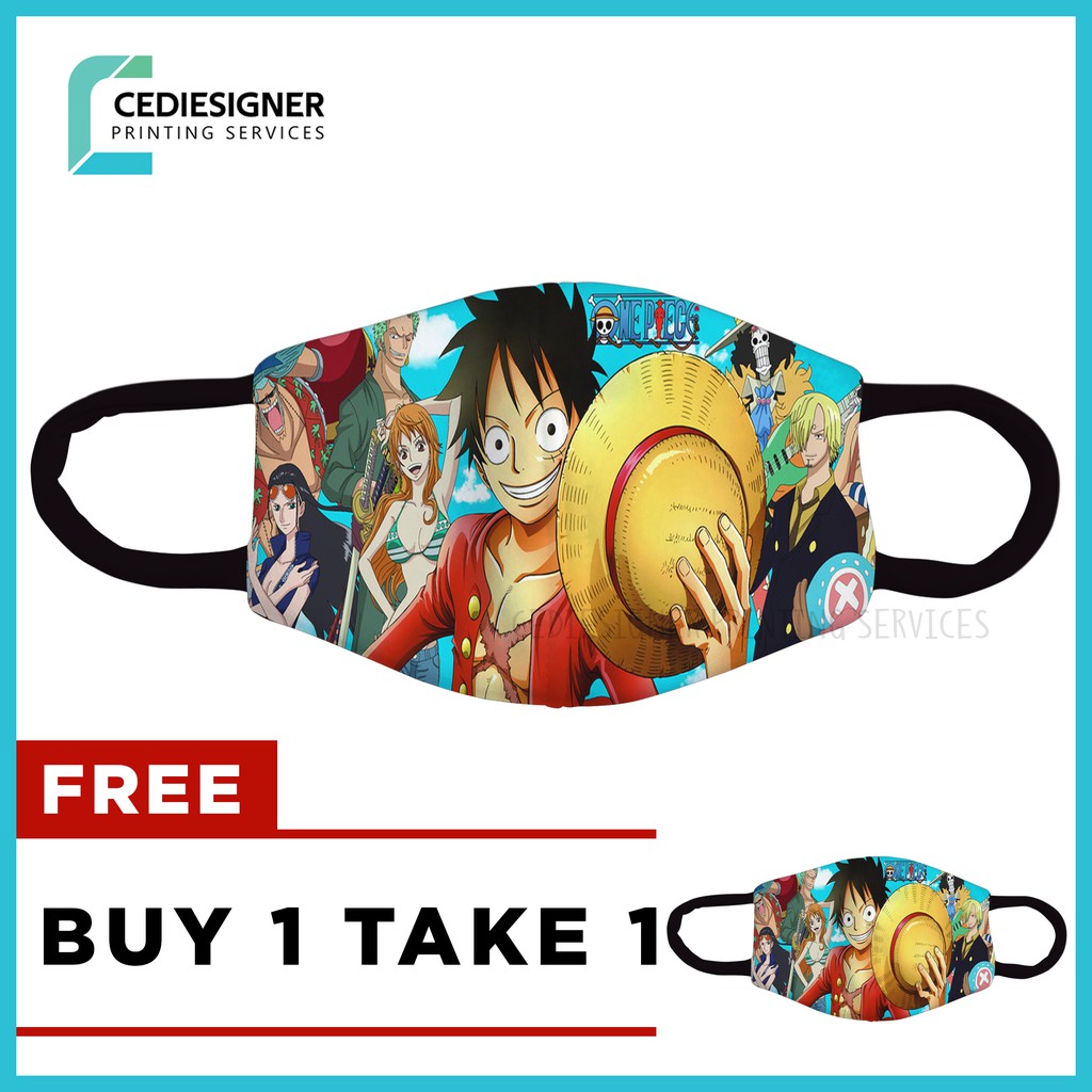 One Piece Anime 2 Ply Washable Cloth Face Mask Shopee Philippines