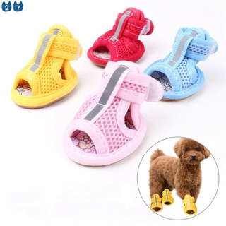 〖27 pets〗4pcs/lot Hot Sale Casual Anti-Slip Dog Shoes Cute Pet Shoes Shoe Spring Summer Breathable Soft Mesh Sandals Can