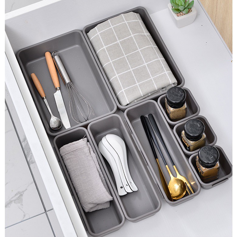 8-Piece Set Drawer Organizer Box Home Office Storage Kitchen Cutlery  Bathroom Closet Desk Trays Box | Shopee Philippines