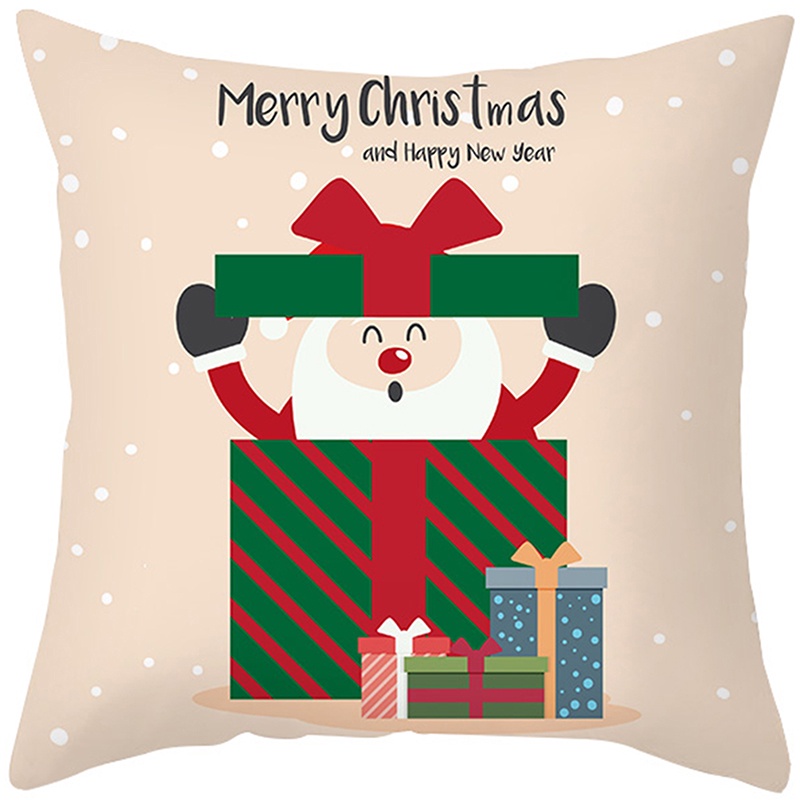 B2 Christmas Throw Pillow Covers 18x18 Winter Snowman Cushion Covers Xmas Throw Pillow Cases Santa Claus White Pillowcases Home Decor for Sofa Couch Bed Set of 4 