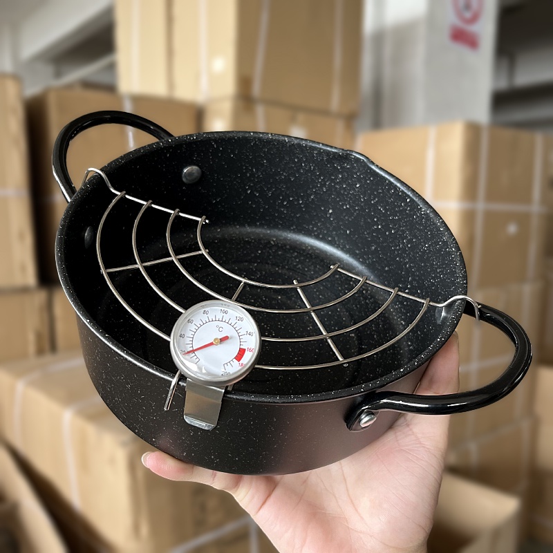 Japanesestyle tempura fryer with strainer thermometer gas stove fryer