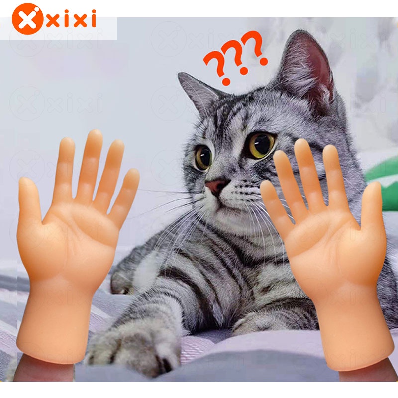 Xixi Cat Toys Pet Tiktok Funny Cat Toy Small Rubber Hands Finger Cap Kitten Cat Toy Meme Pet Toy